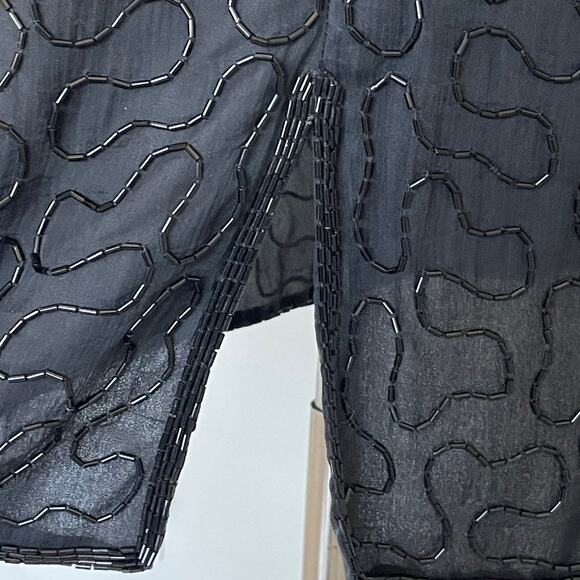 Vintage Black Gold Beaded Open Back Dress - Picture 7 of 10